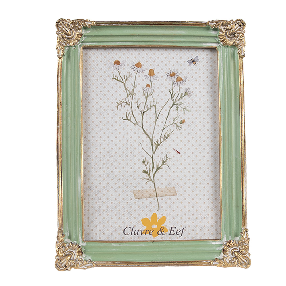 [2F1141] Bilderrahmen Grün Goldfarbig 16x2x21 cm / 13x18 cm