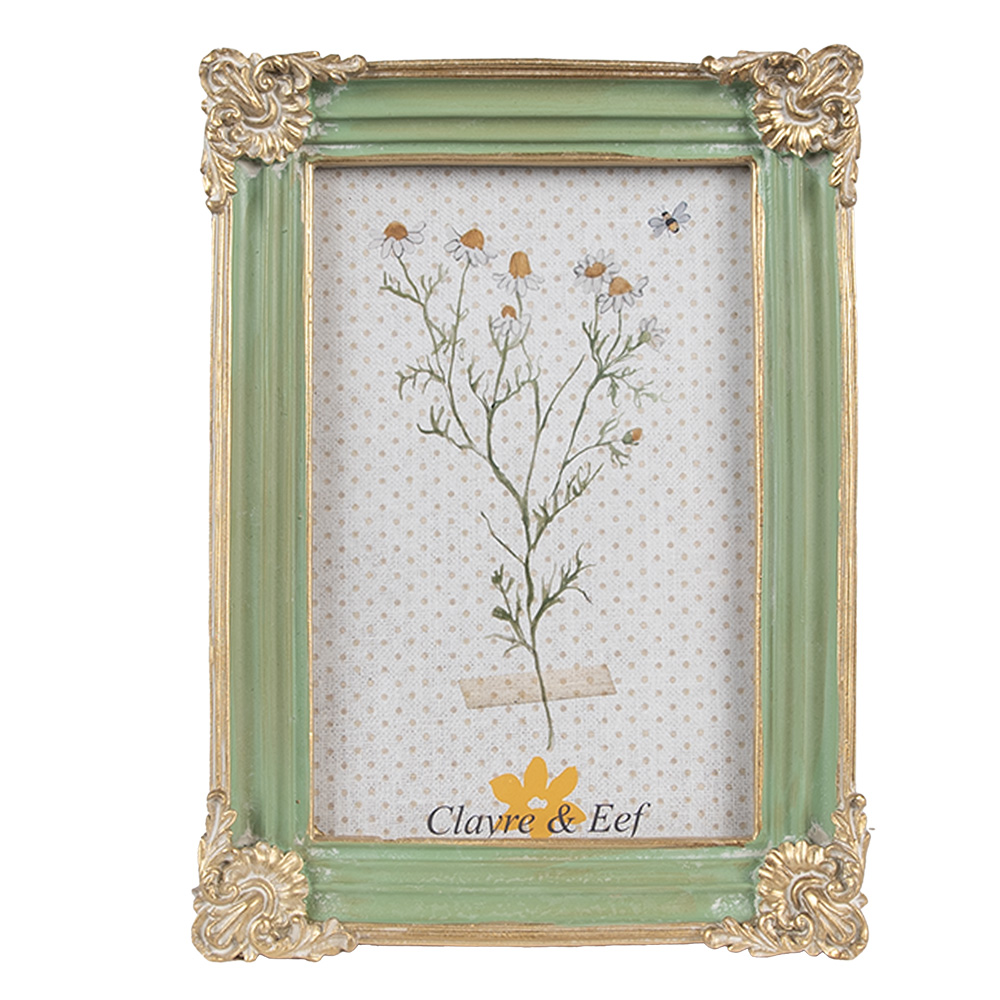 [2F1147] Bilderrahmen Grün Goldfarbig 13x2x18 cm / 10x15 cm