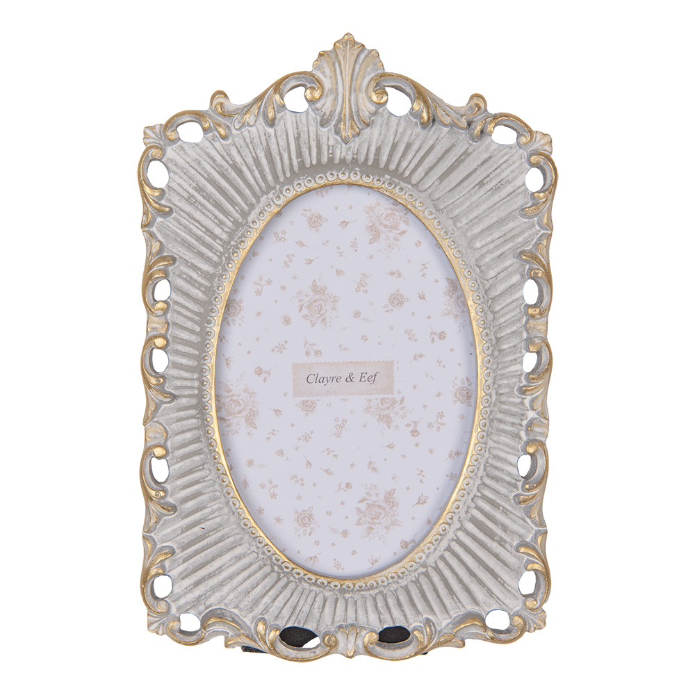 [2F1221] Bilderrahmen Grau Goldfarbig 15x2x23 cm / 10x15 cm