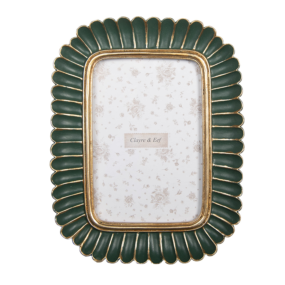 [2F1281] Cornice Foto Verde Color oro 17x2x21 cm / 10x15 cm
