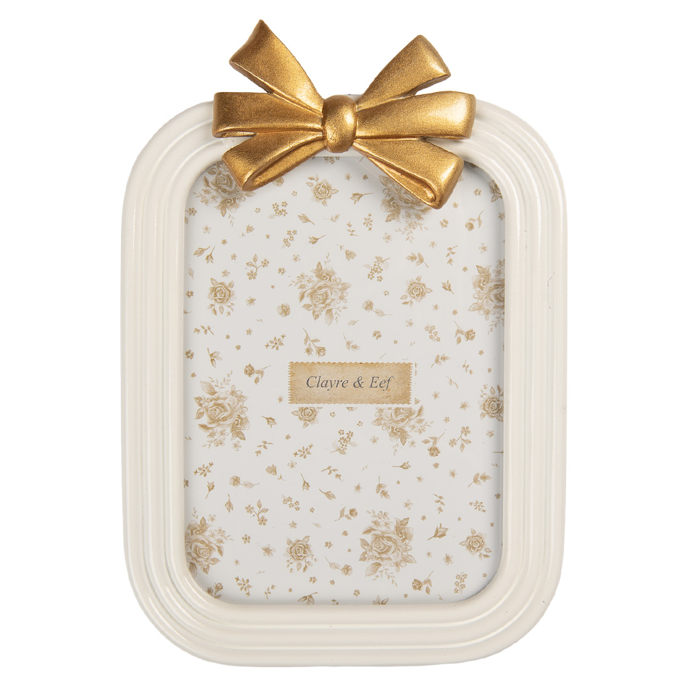 [2F1377] Bilderrahmen Weiß Goldfarbig 17x2x24 cm / 13x18 cm