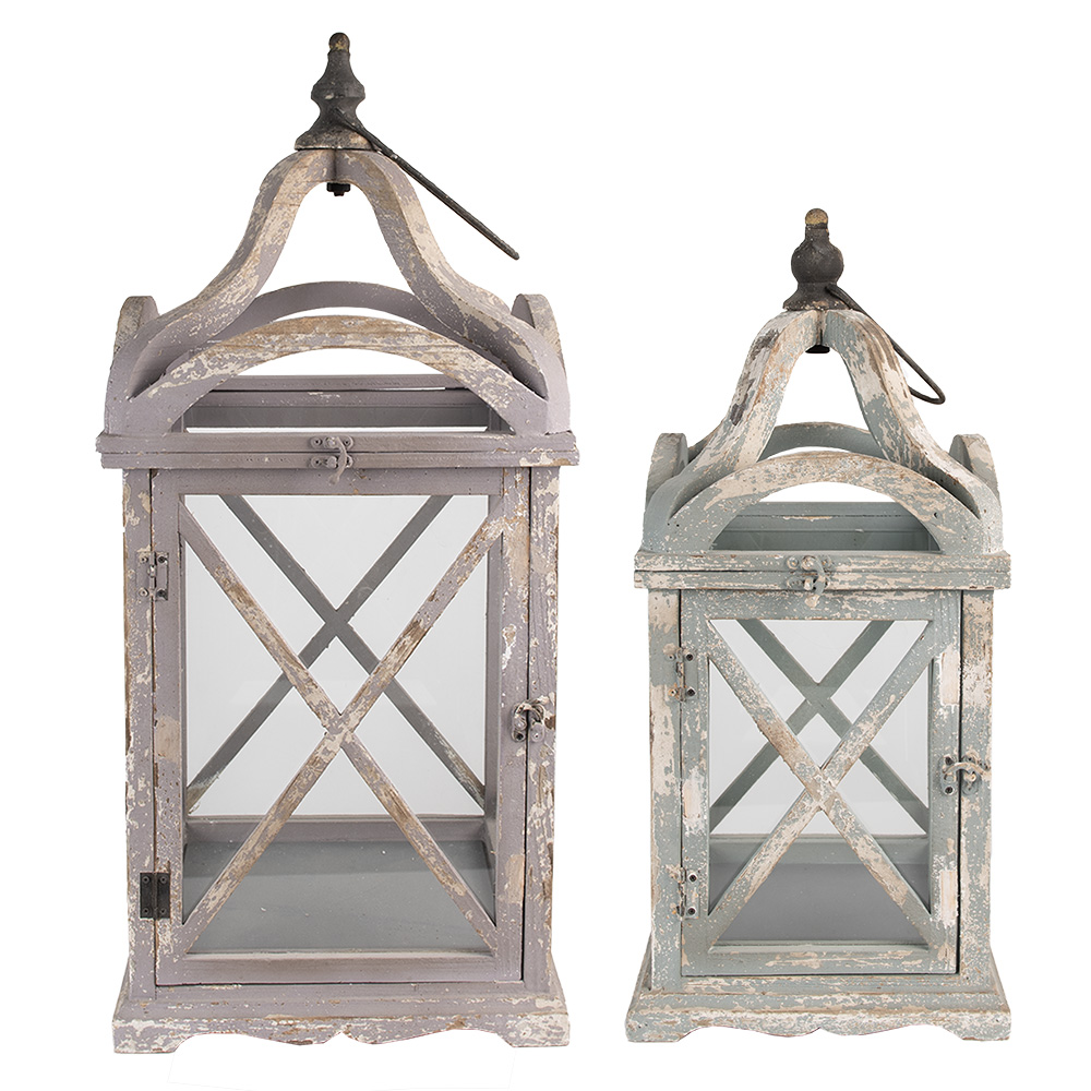 [50742] Laterne (2) Grau 33x33x73 / 25x25x56 cm
