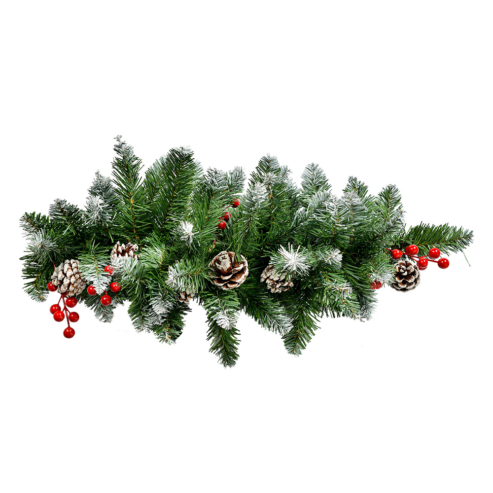 [50821] Branche de Décoration de Noël Vert Rouge 35x10x65 cm