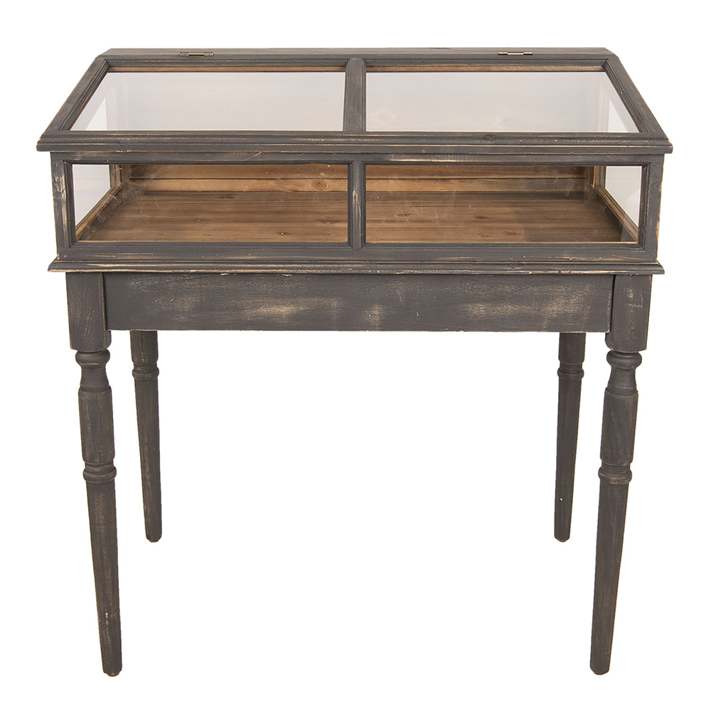 [5H0415] Sidetable Display Case Grey 80x46x85 cm