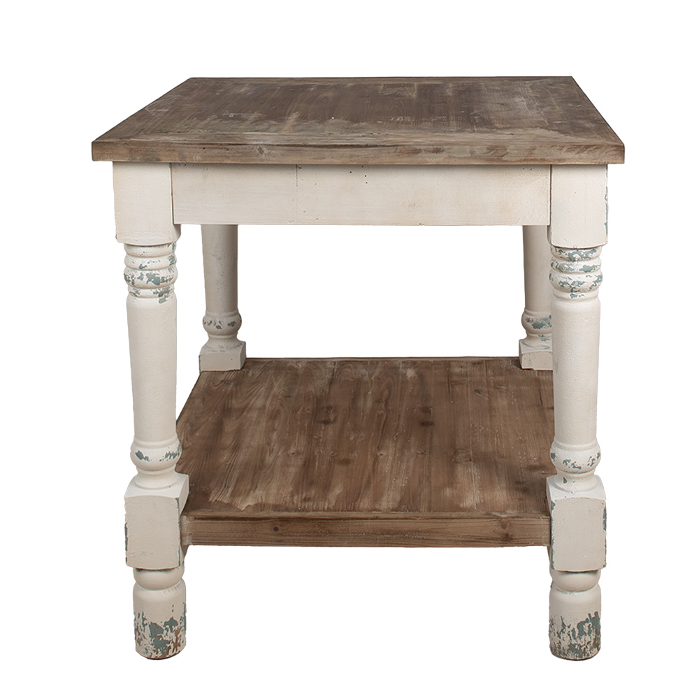 [5H0695W] Table White Brown 80x80x85 cm