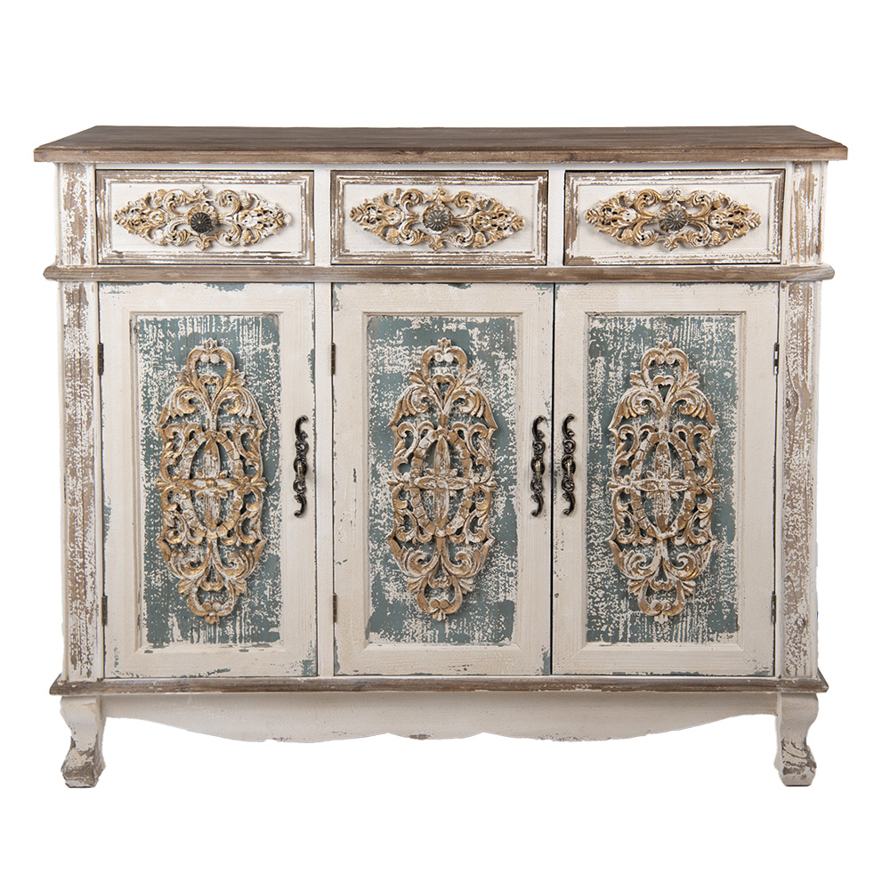 [5H0736] Chest of Drawers White Brown 126x40x112 cm