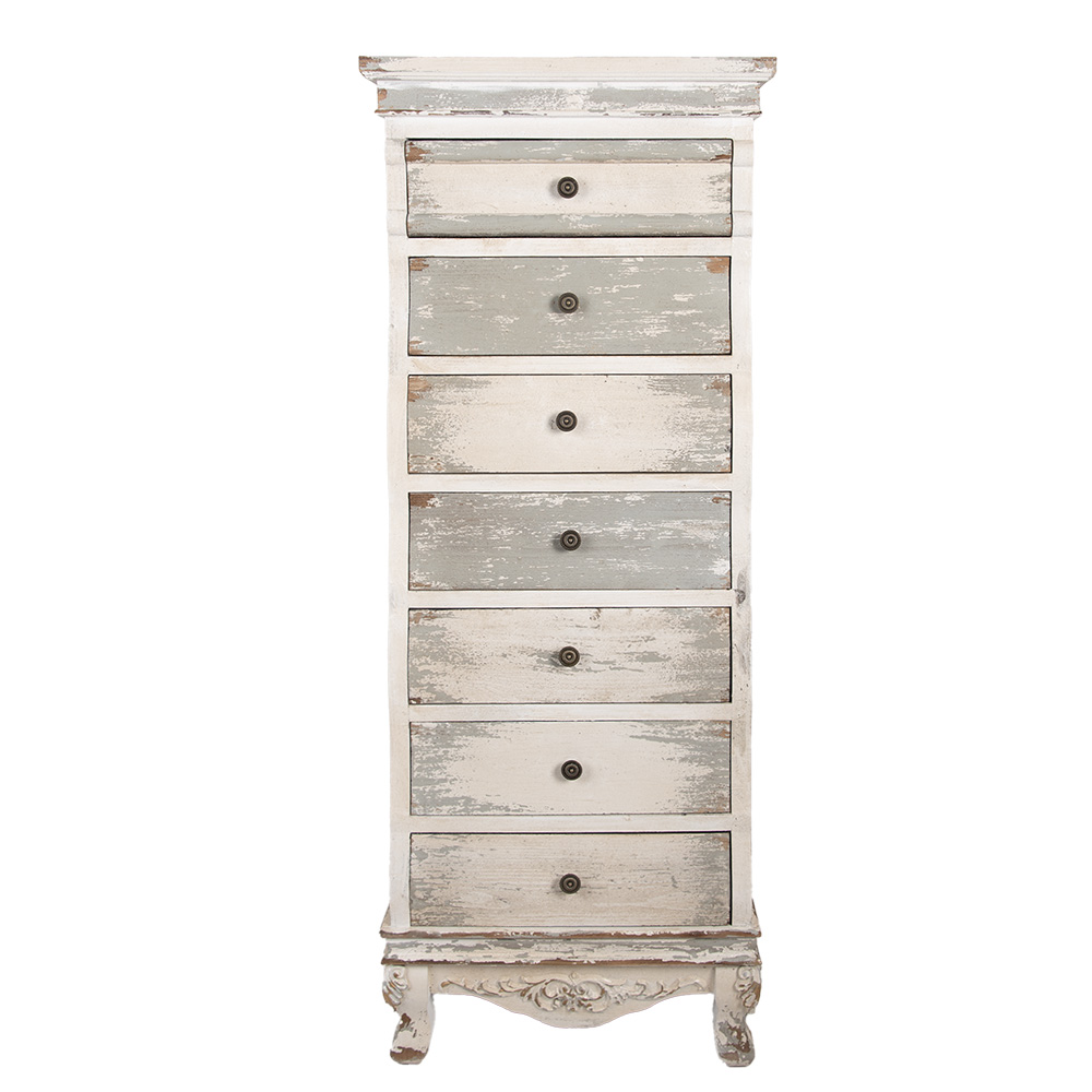 Commode Blanc Gris 56x43x145 cm