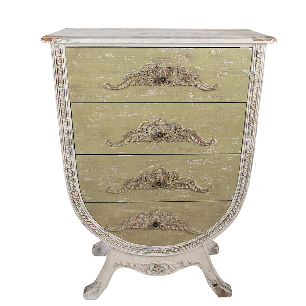 [5H0738] Chest of Drawers White Green 81x36x113 cm