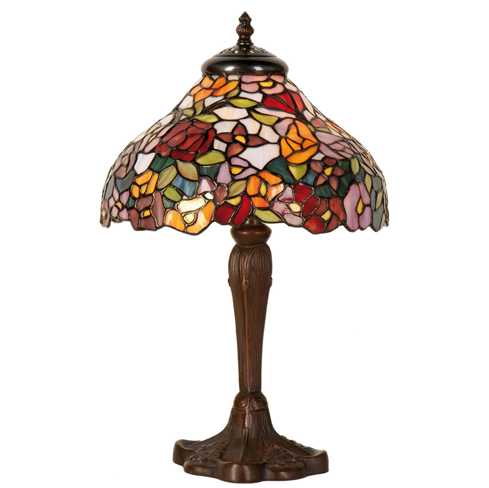 [5LL-1130] Lampe de table Tiffany Marron, Rouge, Vert, Blanc Ø 26x40 cm E14/max 1x40W