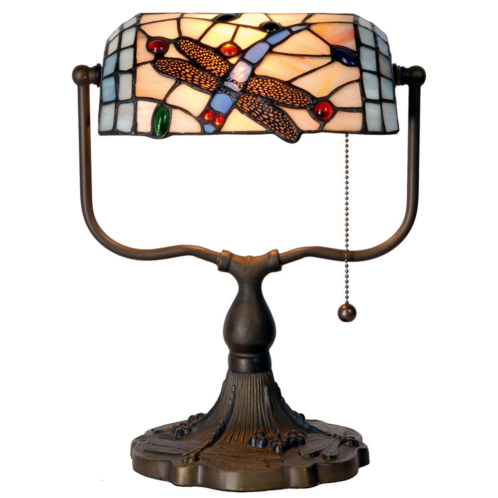 Tiffany Tischlampe Blau, Braun 27x20x36 cm E27/max 1x60W