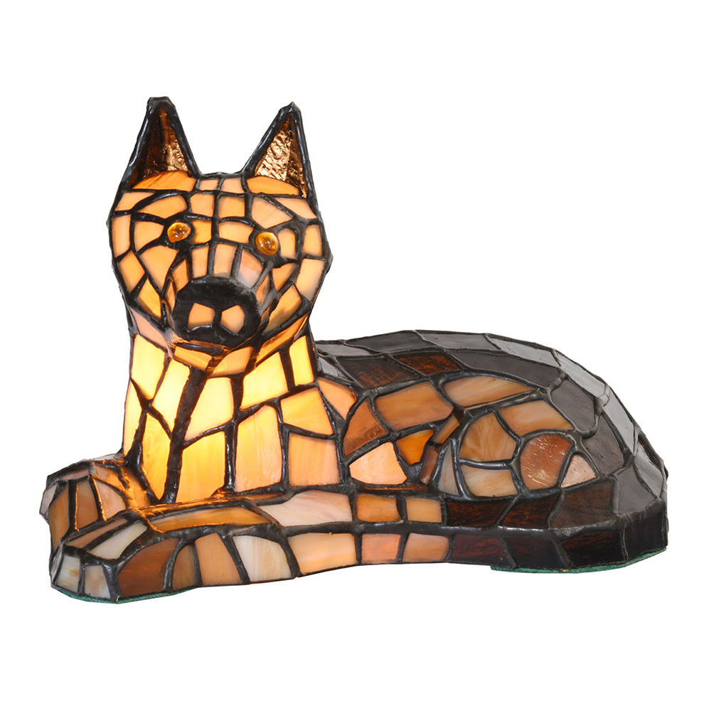 [5LL-1215] Lampe de table Tiffany chien 25x13x17 cm E14/max 1x25W