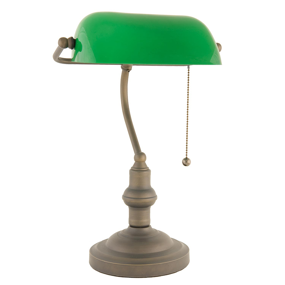 Lampe de bureau Vert, Marron Ø 27x40 cm E27/max 1x60W