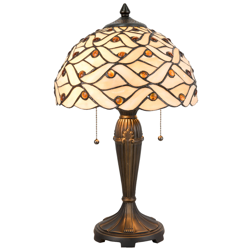 [5LL-5181] Lampe de table Tiffany Beige, Marron Ø 30x50 cm E27/max 2x40W