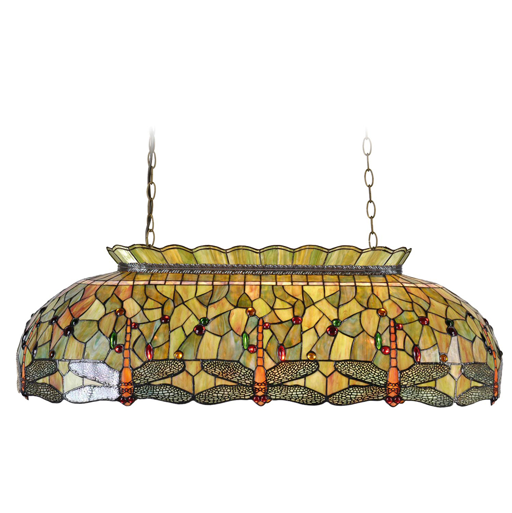 [5LL-5272] Lampada a Sospensione Tiffany Verde 100x47x156 cm E27/max 3x60W