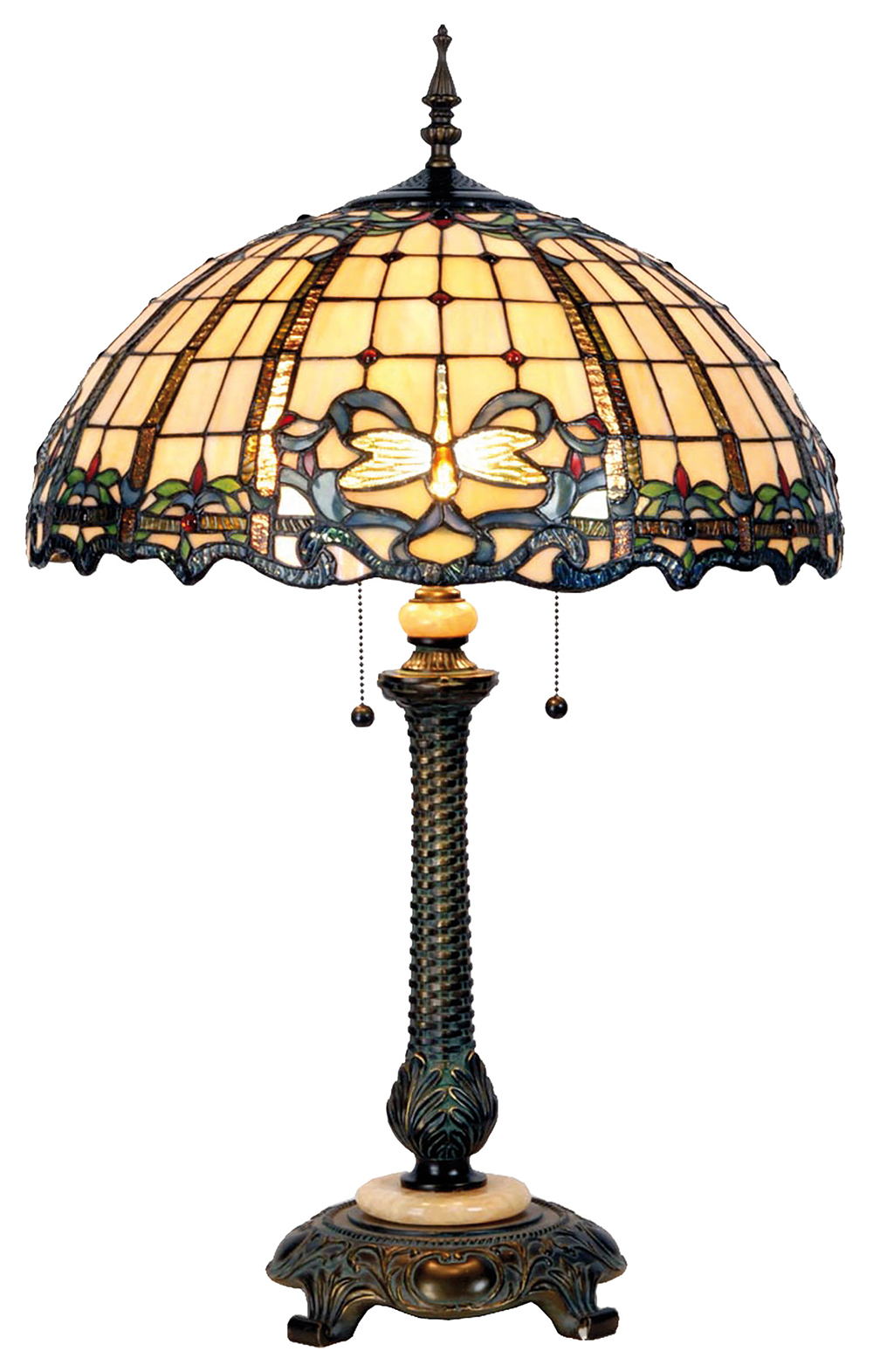 Tiffany Tischlampe Beige, Blau Ø 50x80 cm E27/max 2x60W