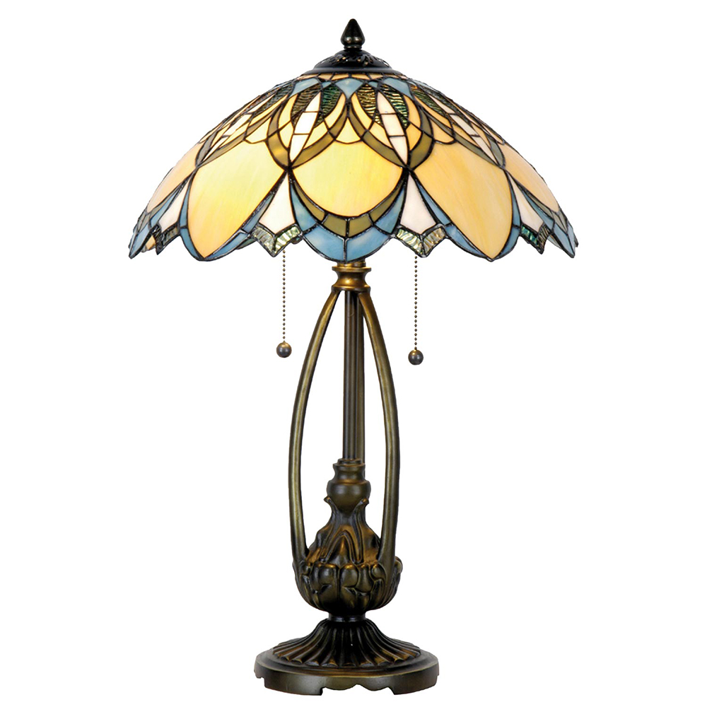[5LL-5320] Lampada parete Tiffany Blu, Beige Ø 40x60 cm E27/max 2x60W