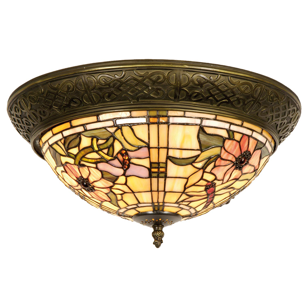 [5LL-5350] Ceiling Lamp Tiffany Beige, Pink Ø 38x19 cm E14/max 2x40W