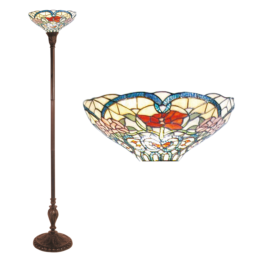 [5LL-5372] Lampadaire Tiffany Beige, Rouge Ø 35x180 cm E27/max 1x60W