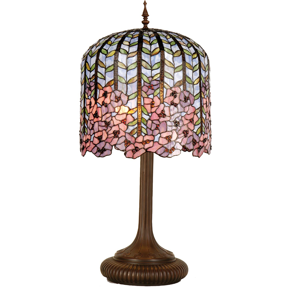 [5LL-5375] Tiffany Tischlampe Blau, Rosa Ø 40x84 cm E27/max 3x60W