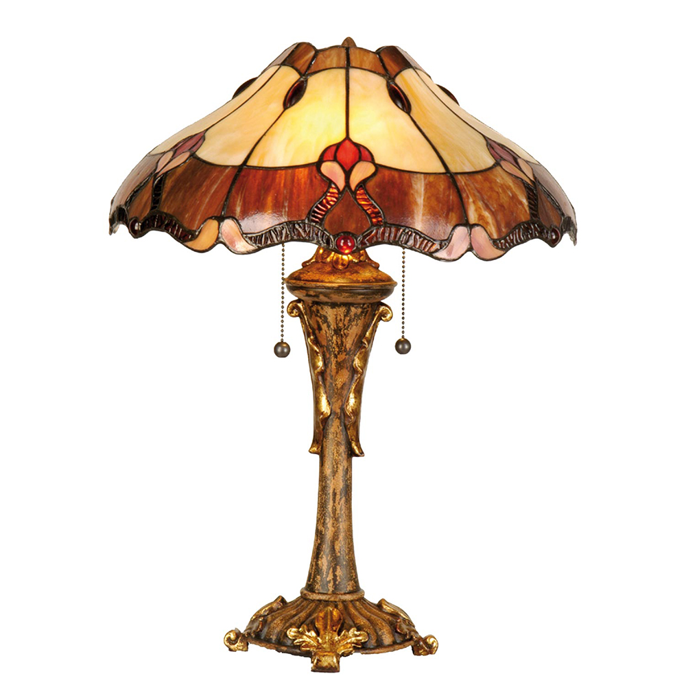 Lampe de table Tiffany Rouge, Beige Ø 40x53 cm E27/max 2x60W
