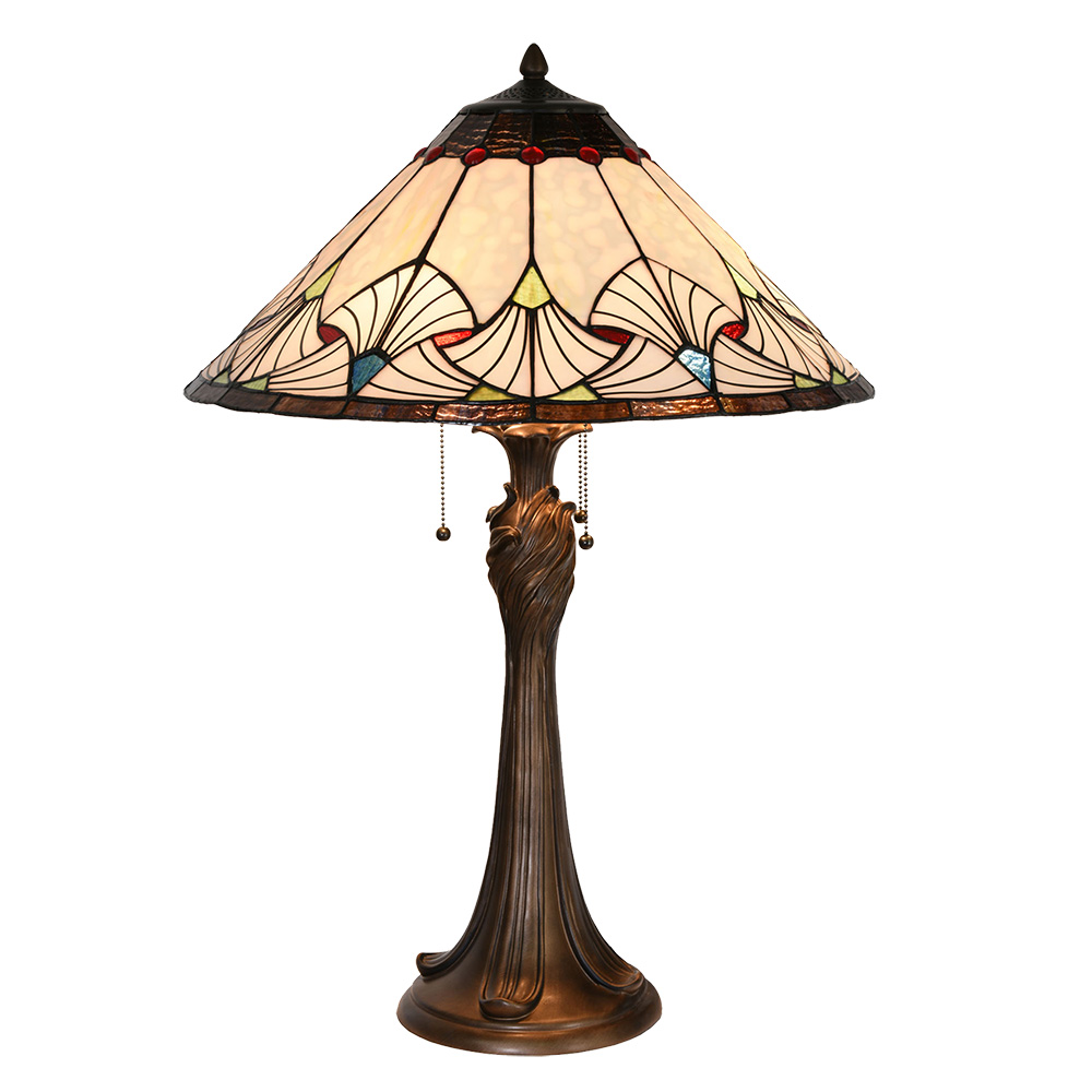 Lampe de table Tiffany Beige, Bleu Ø 51x78 cm E27/max 2x40W