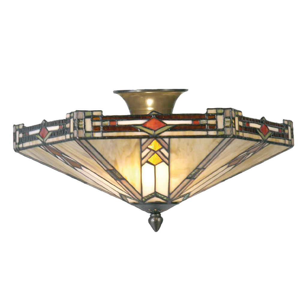 Lampe de plafond Tiffany Beige, Marron Ø 40x23 cm E14/max 2x40W