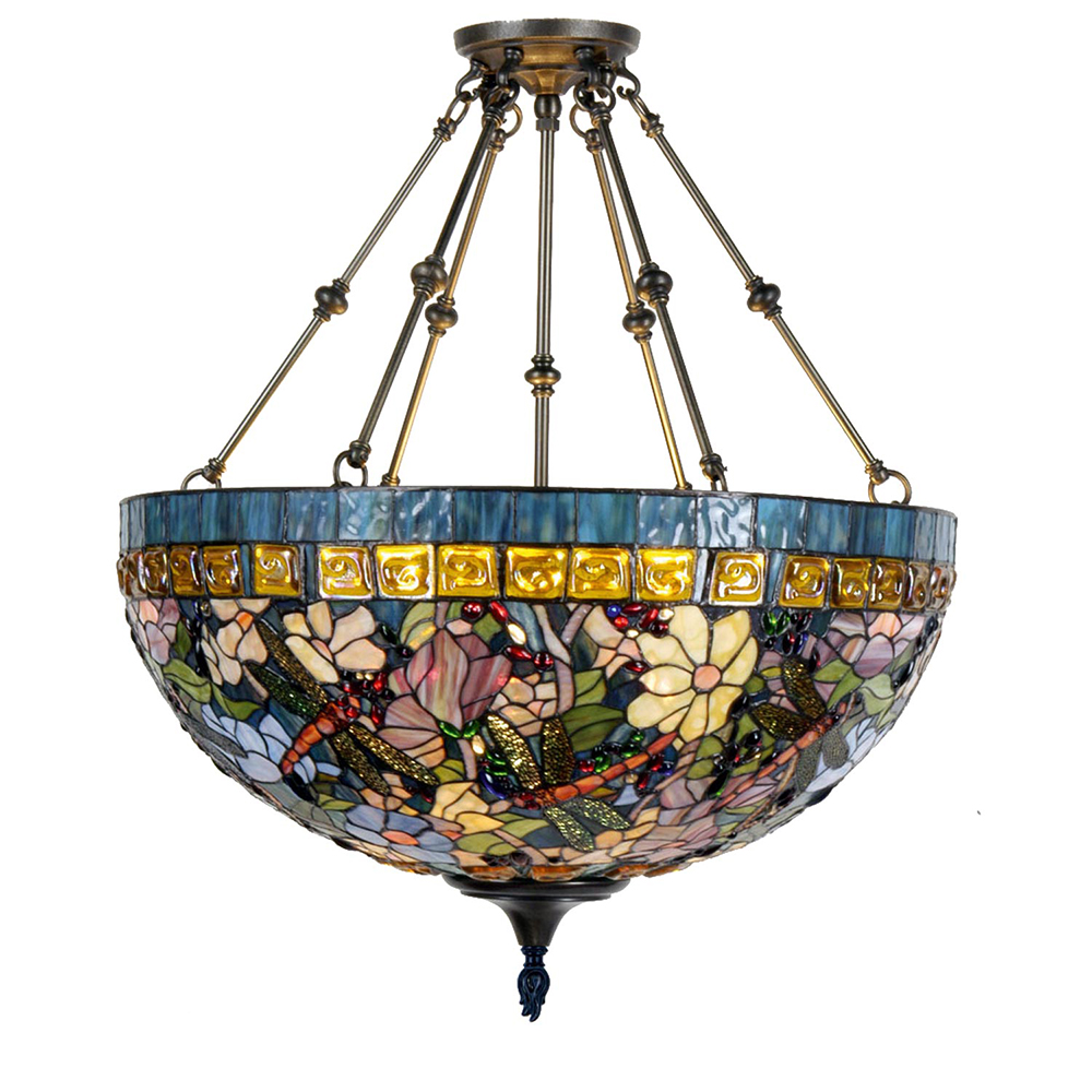[5LL-5517] Hängelampe Tiffany Blau, Beige Ø 70x75 cm E27/max 6x60W