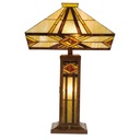 Lampe de table Tiffany Beige, Marron 42x42x71 cm E27/max 2x60W E14/max 1x15W