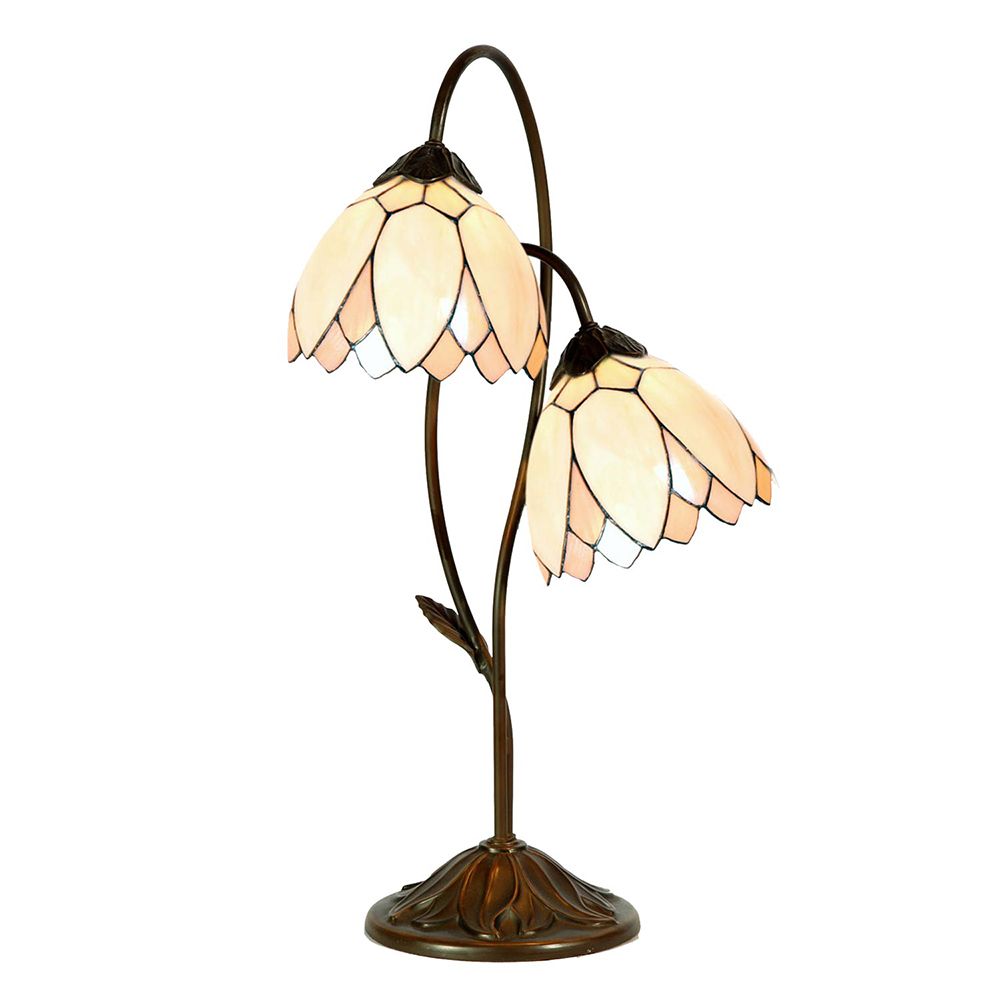 [5LL-5602] Tiffany Tischlampe Beige ,Braun 35x33x61 cm E14/max 2x25W