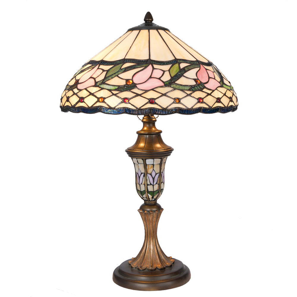 Lampe de table Tiffany Beige, Rose Ø 40x60 cm E27/max 2x60W