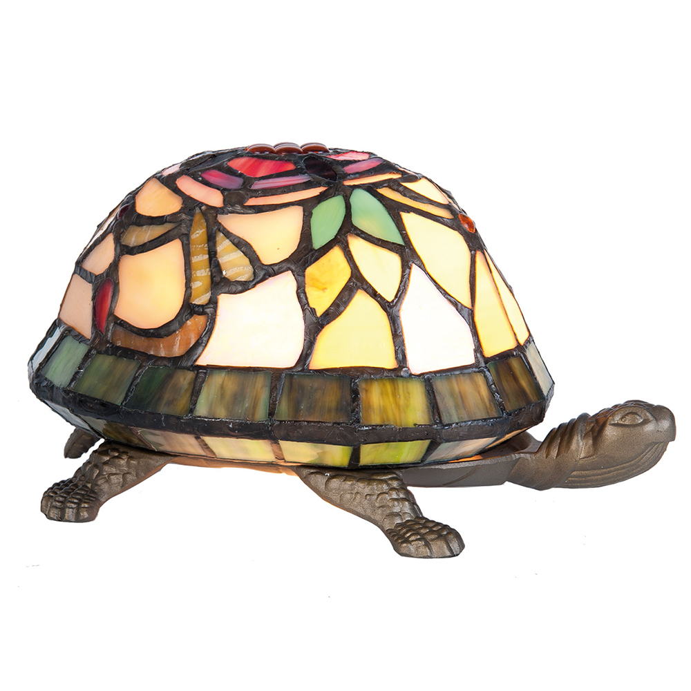[5LL-5787] Tiffany Tischlampe Braun, Rot, Gelb 22x15x13 cm E14/max 1x15W