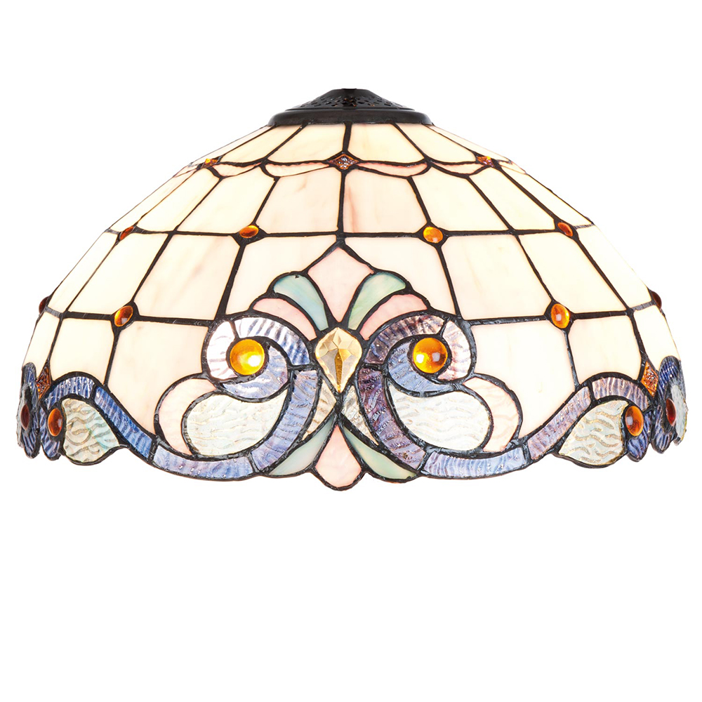 [5LL-5807] Lampenschirm Tiffany Beige, Blau Ø 40x21 cm