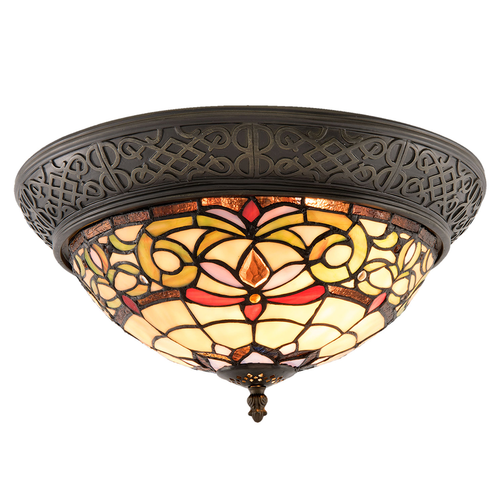 [5LL-5909] Ceiling Lamp Tiffany Yellow Ø 38x20 cm E14/max 2x40W