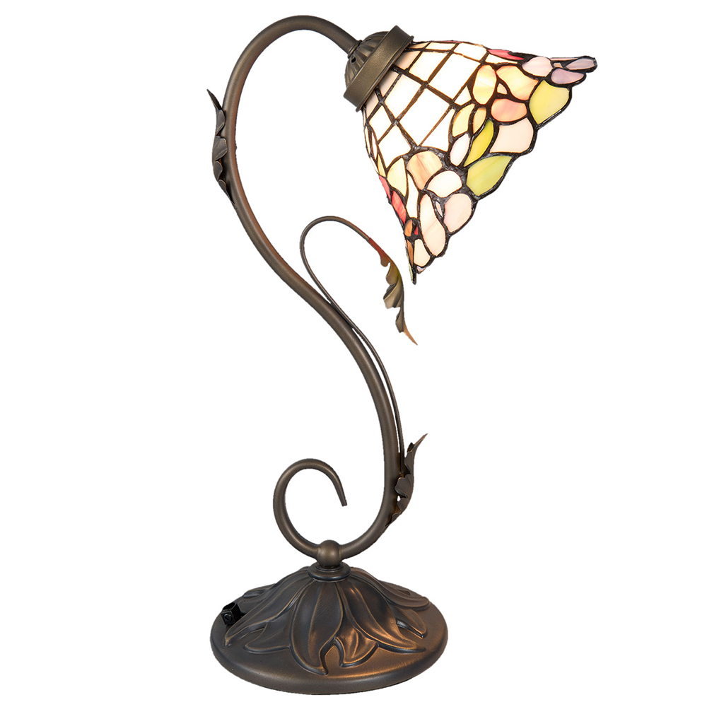 [5LL-5920] Lampe de table Tiffany Blanc, Vert, Rouge 32x20x48 cm E27/max 1x60W
