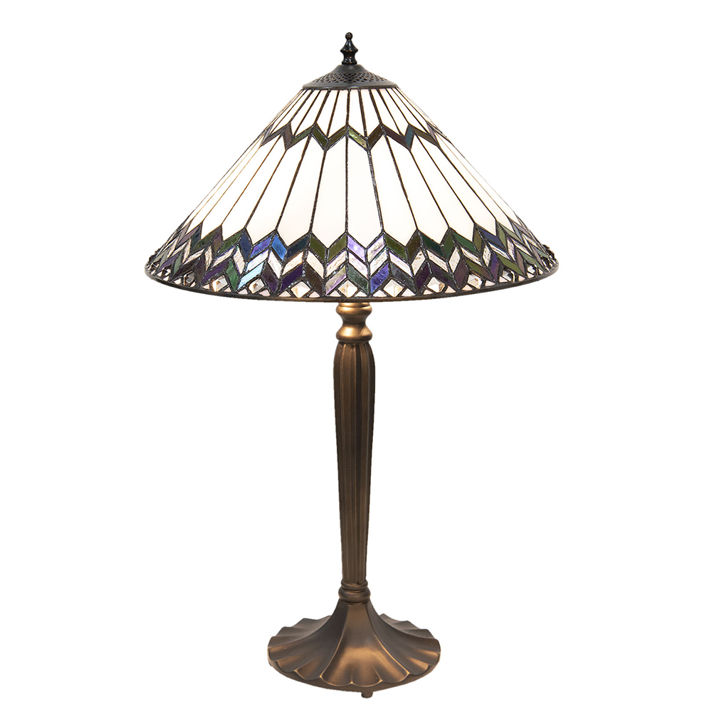 [5LL-5985] Lampada parete Tiffany Bianco, Marrone Ø 40x62 cm E27/max 2x60W
