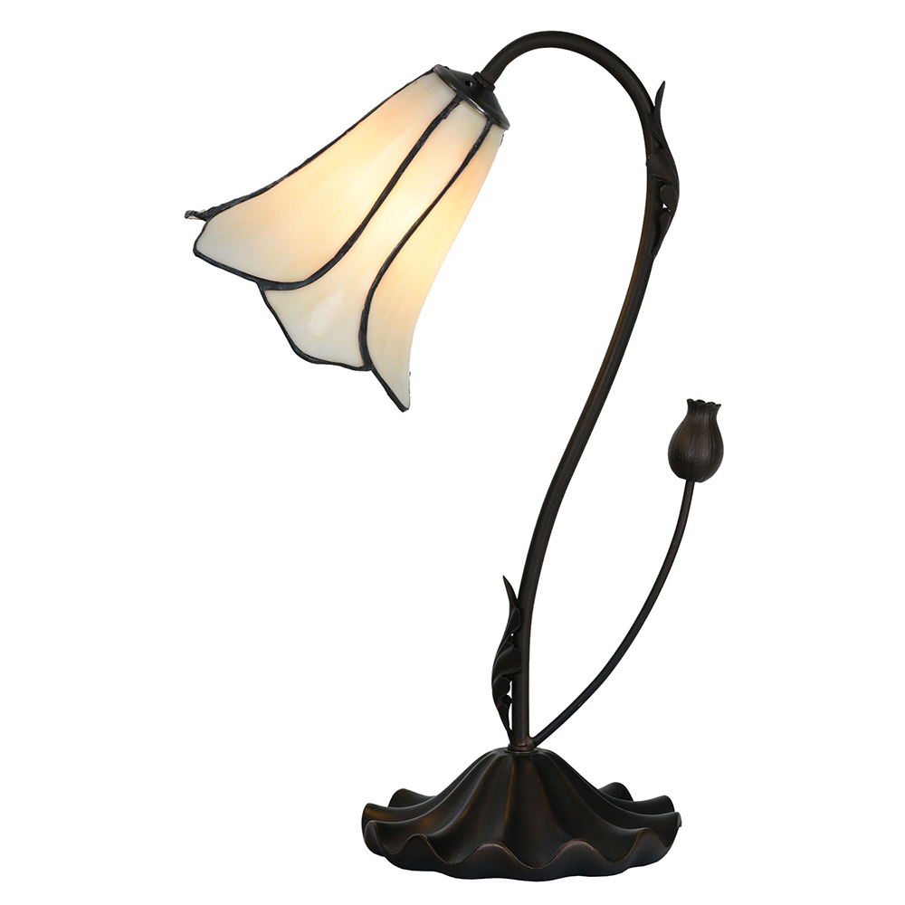 [5LL-6046] Tiffany Tischlampe Weiß Ø 17x43 cm E14/max 1x25W