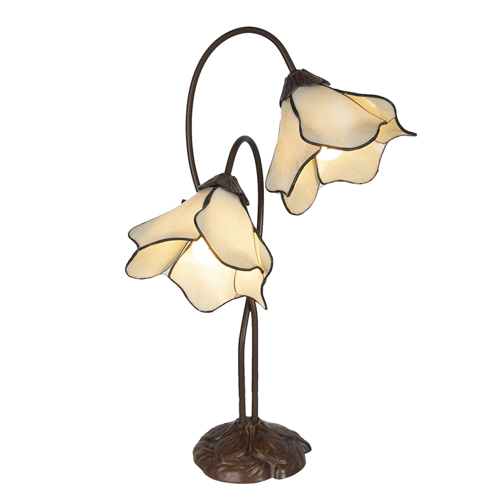 Lampe de table Tiffany Crème 41x23x57 cm E27/max 2x40W
