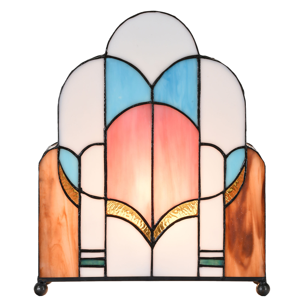 [5LL-6117] Tiffany Tischlampe Weiß 30x4x25 cm E14/max 1x40W