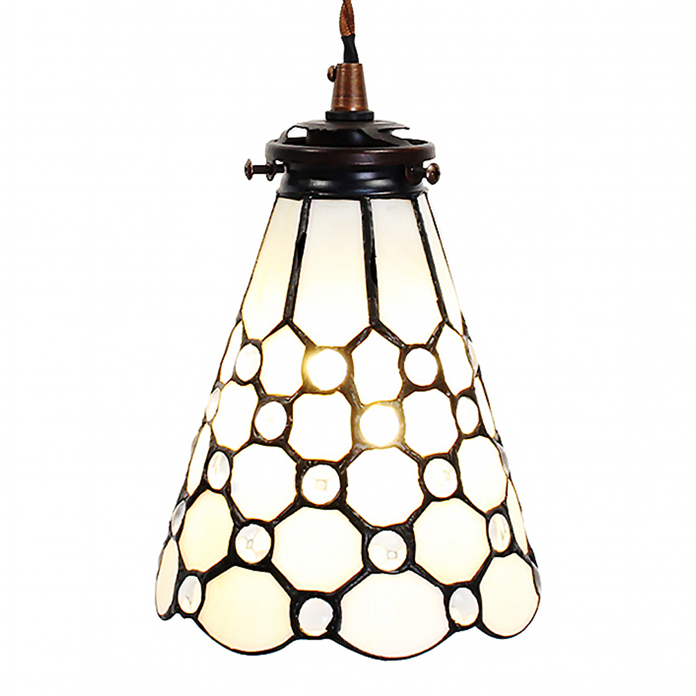 [5LL-6198] Hängelampe Tiffany Weiß Ø 15x115 cm E14/max 1x40W