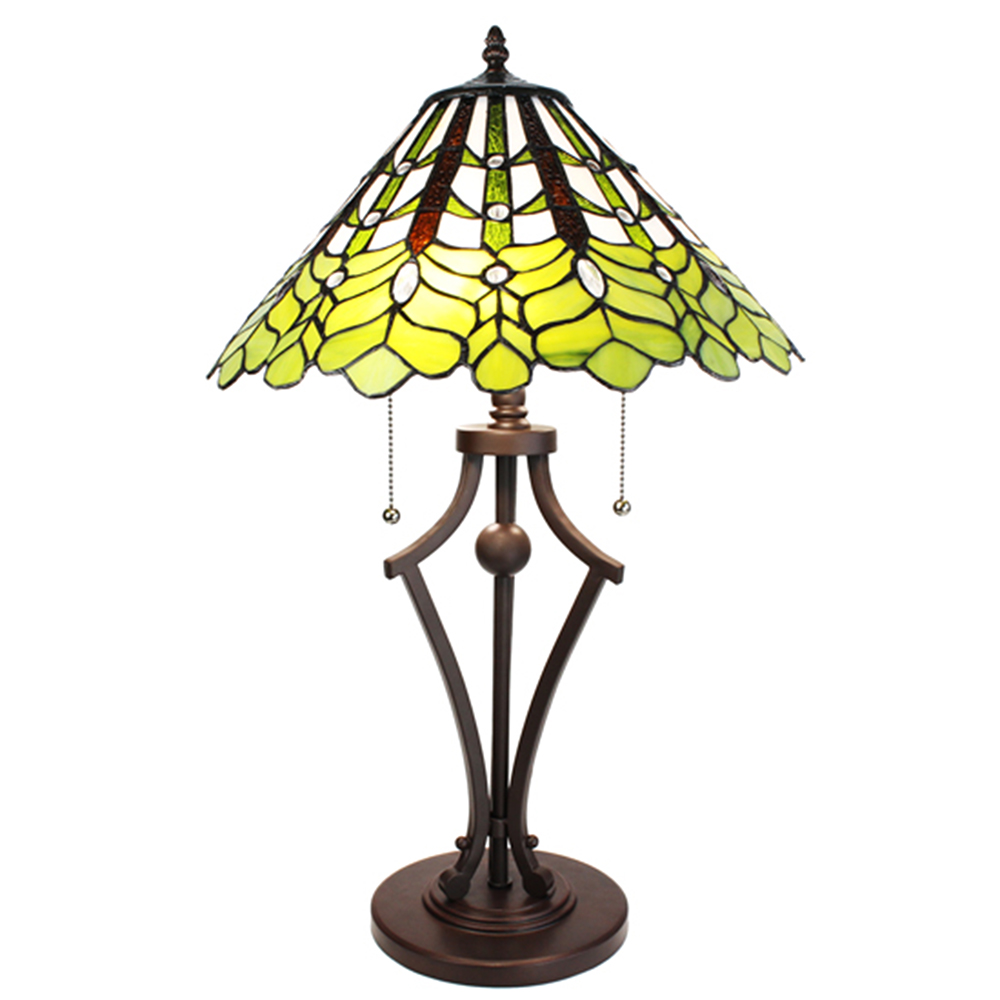 [5LL-6279] Table lamp Green Tiffany Ø 41x62 cm E27/max 2x60W