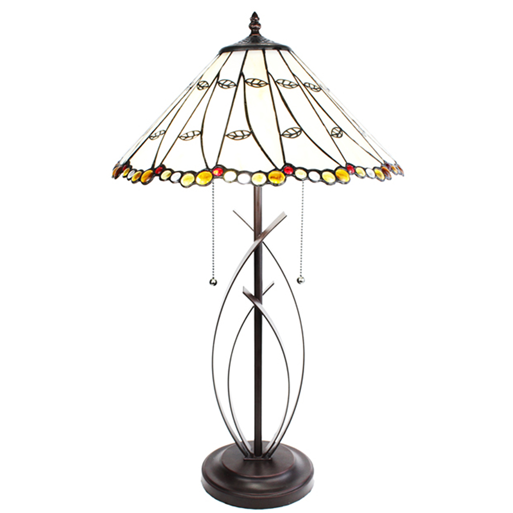 [5LL-6284] Tischlampe Tiffany Beige Ø 41x68 cm E27/max 2x60W