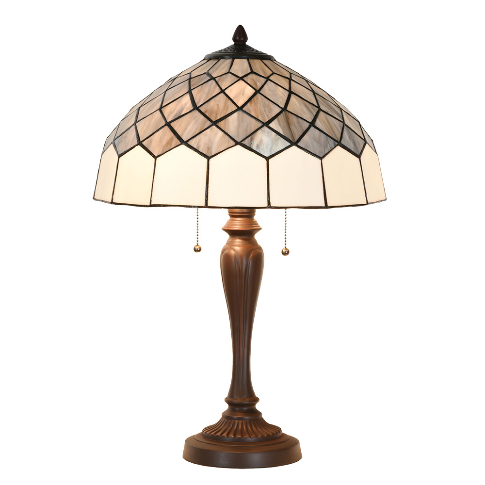 [5LL-6330] Lampada da tavolo Tiffany Grigio Ø 40x58 cm E27/max 2x60W