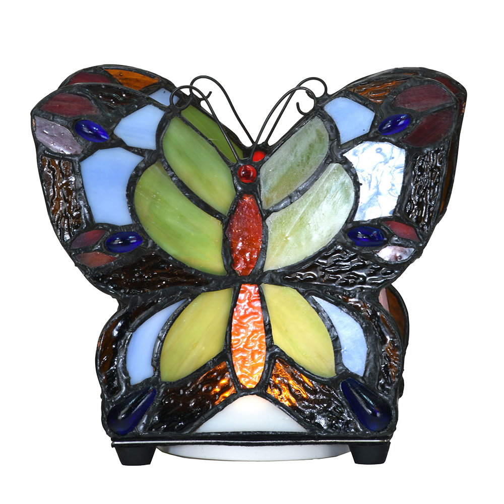 [5LL-6340] Tafellamp Tiffany vlinder 15x8x13 cm (LED)