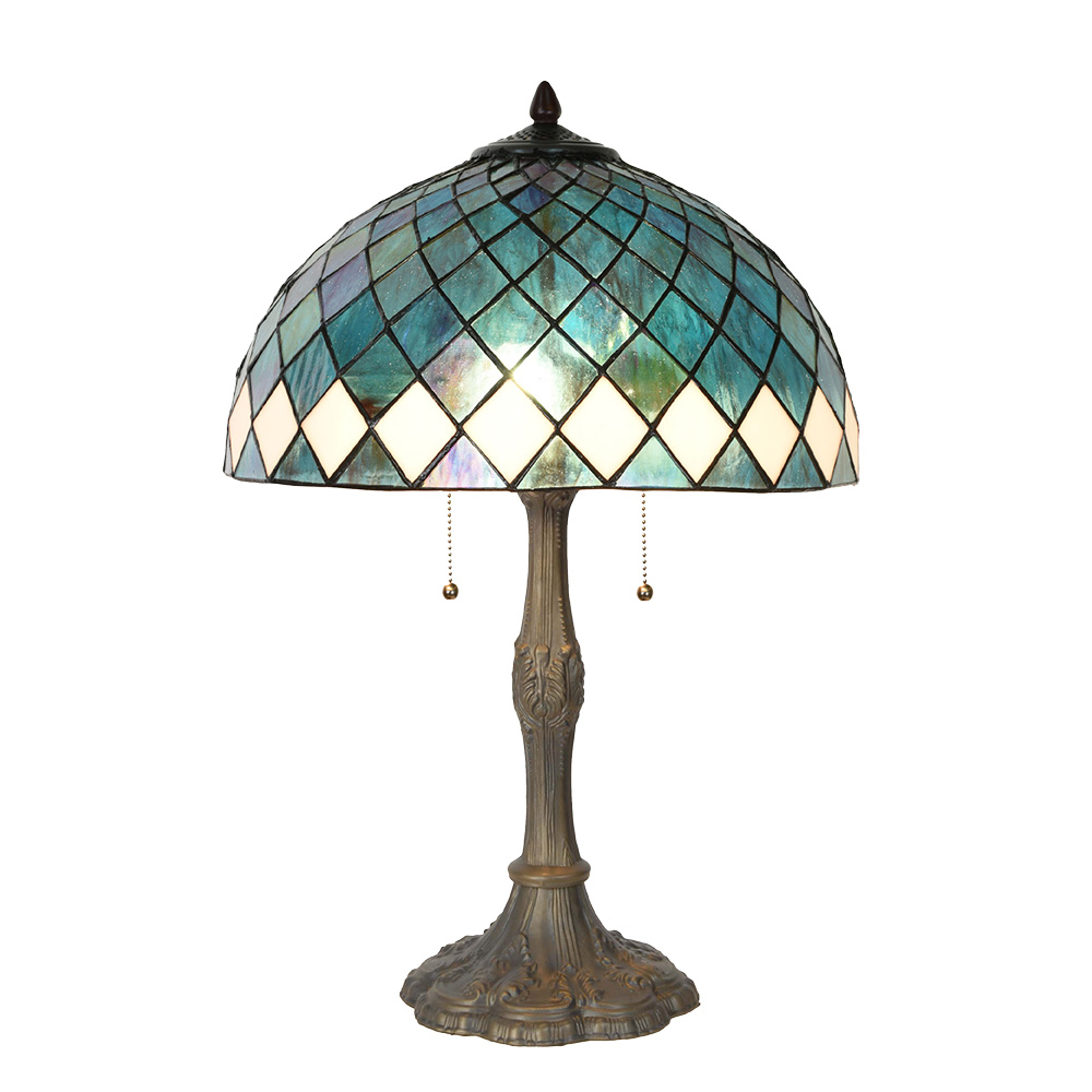 [5LL-6347] Lampada da tavolo Tiffany Blu Ø 40x61 cm E27/max 2x60W