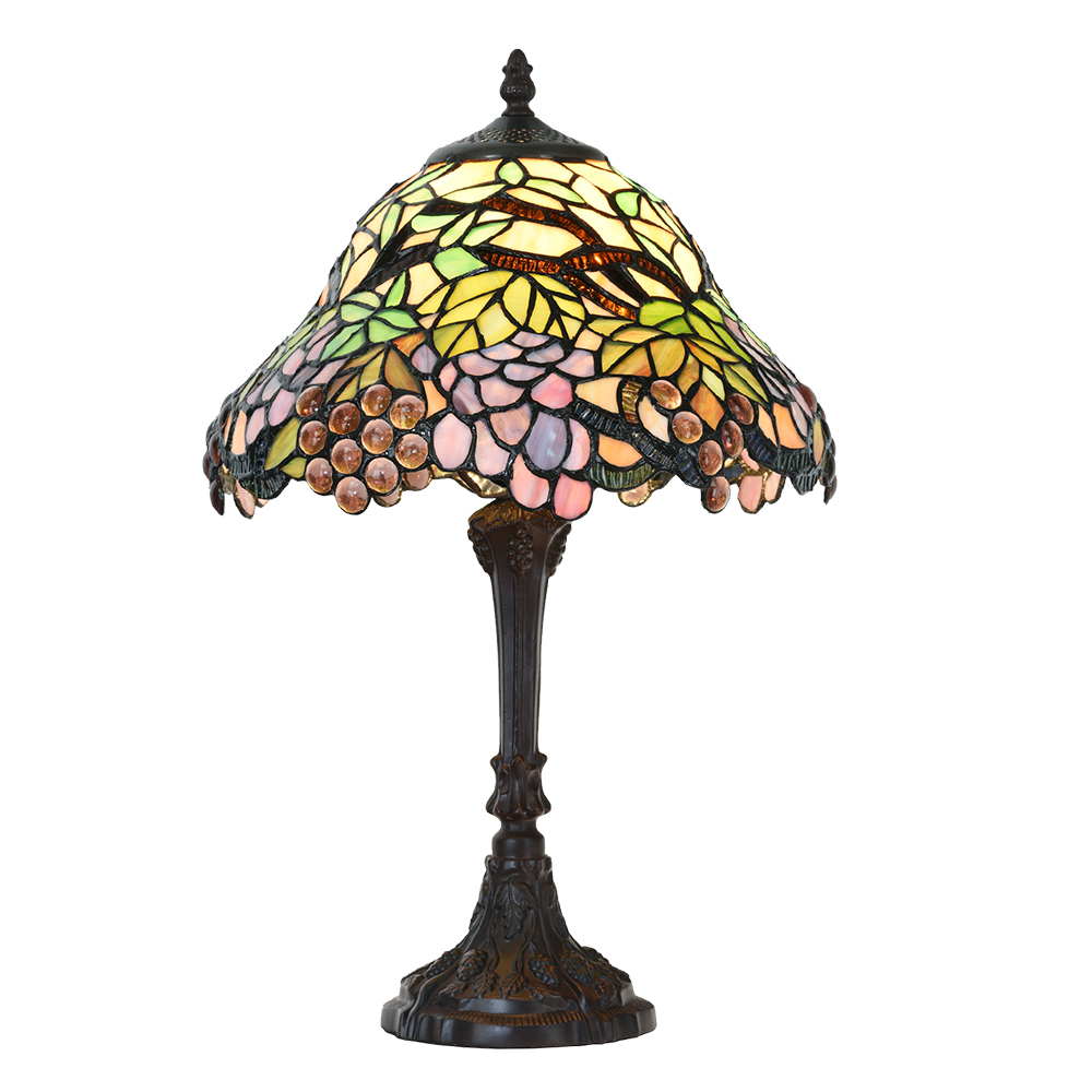 [5LL-789] Tiffany Tischlampe Grün, Blau Ø 30x48 cm E27/max 1x60W
