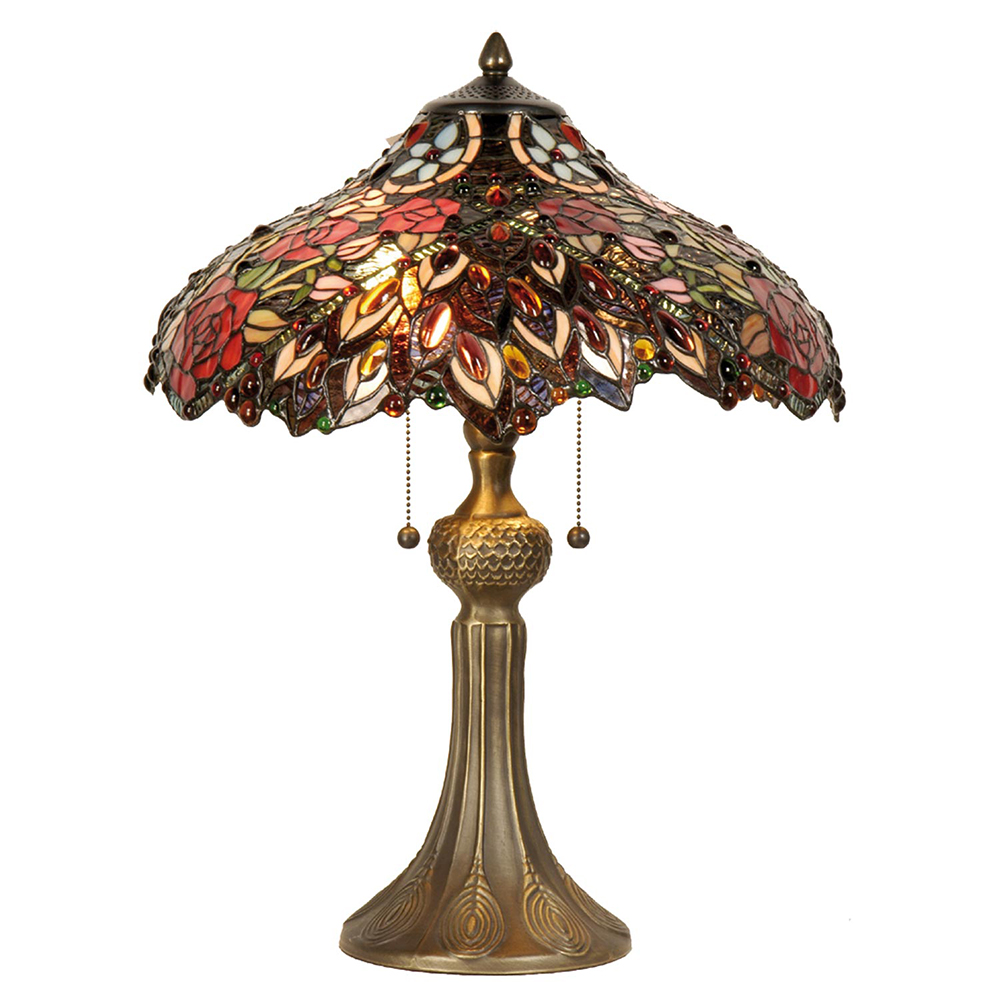 [5LL-9027] Lampe de table Tiffany Rouge, Vert, Blanc Ø 43x58 cm E27/max 2x60W