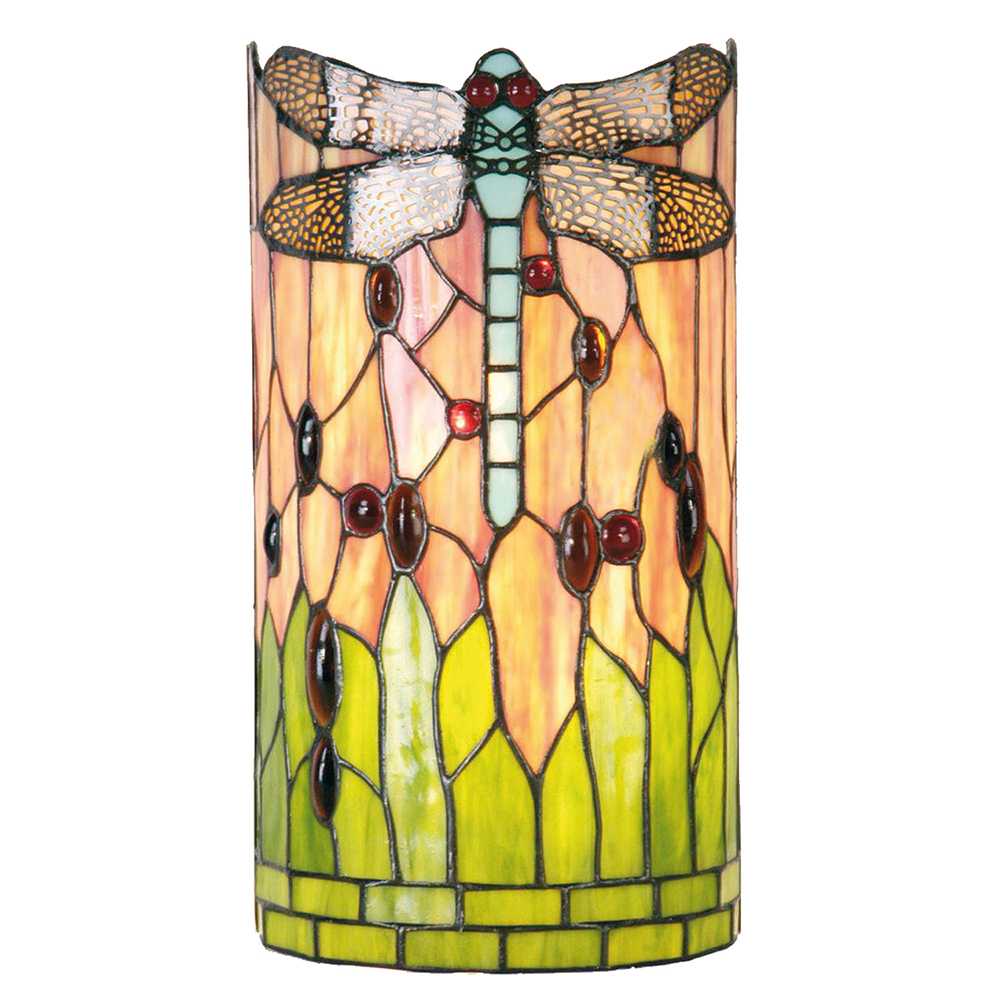 [5LL-9292] Tiffany Wandlampe Grün, Braun, Beige 20x11x36 cm E14/max 2x40W