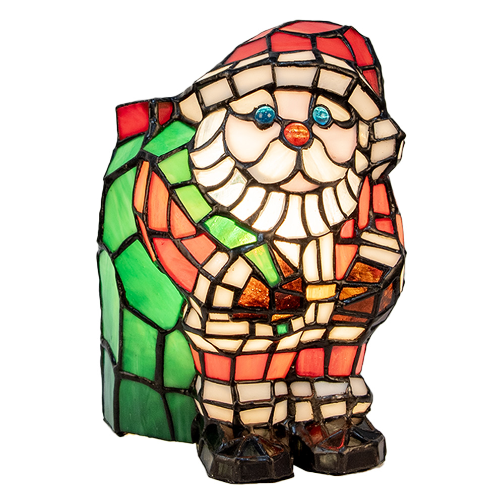 [5LL-9360] Tafellamp Tiffany kerstman 17x11x22 cm E14/max 1x15W