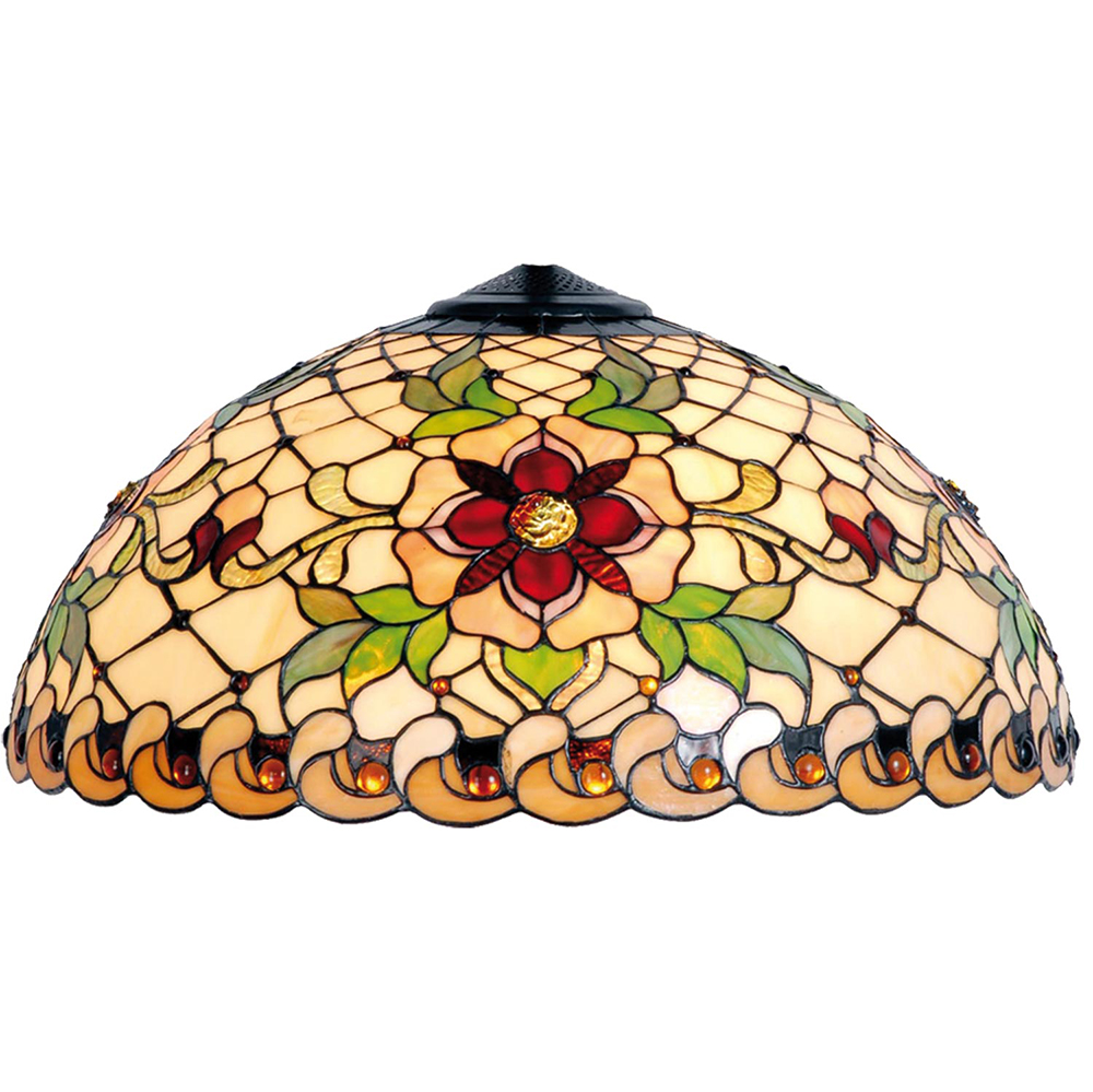 [5LL-9931] Abat-jour Tiffany Rouge, Beige Ø 50x25 cm