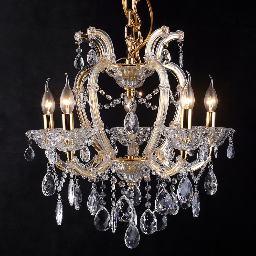 [5LL-CR165] Chandelier 5 lights Gold colored Ø 53x55 cm E14/max 5x40W